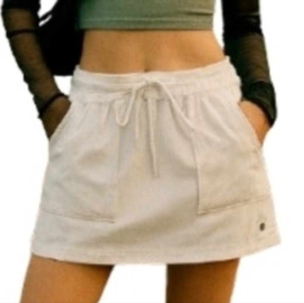 Baleaf Elastic Tie Waist Skort Skirt Shorts White Medium